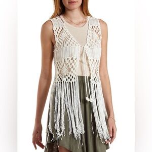 Boho fringe vest, festival core western inspired size large XL